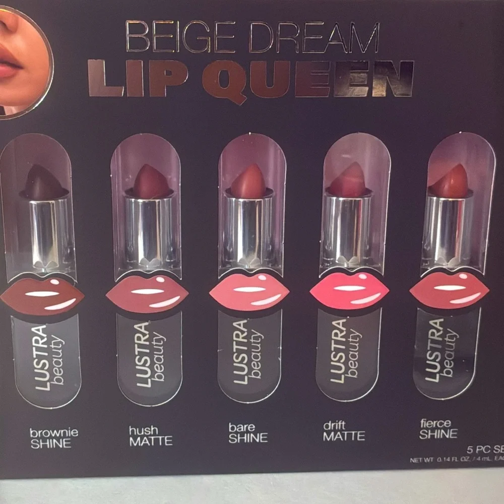 🌿Beige Dream Lip Queen Shine & Matte Lipstick Combo – 5-Piece Set